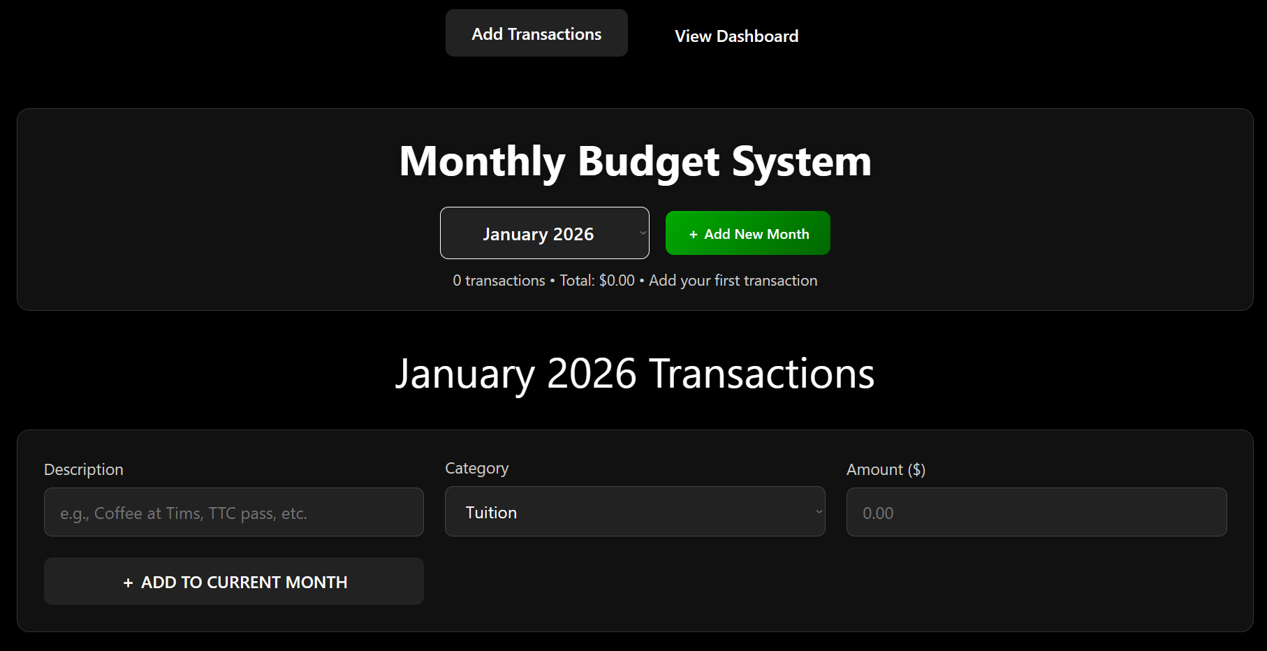 Simple Budget Tracker